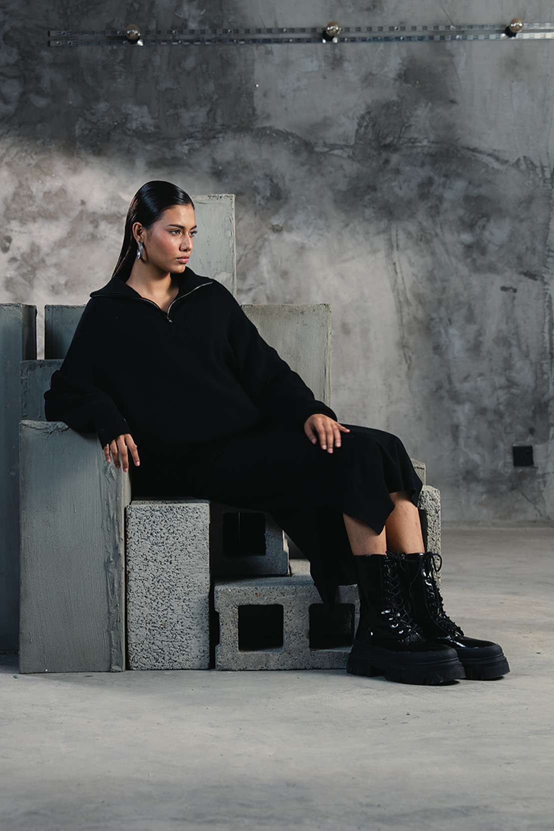 HALF ZIP KNIT JUMPER