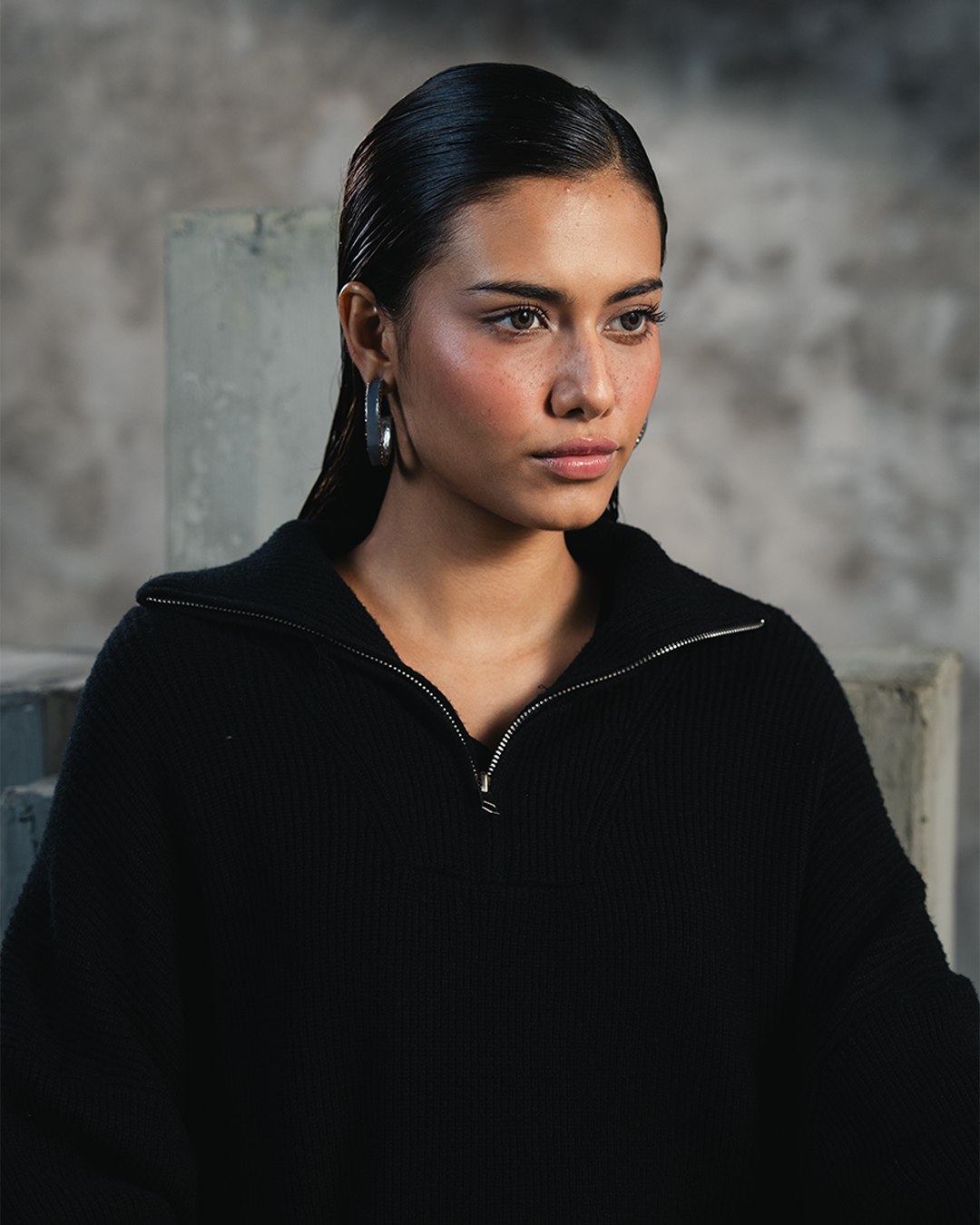 HALF ZIP KNIT JUMPER
