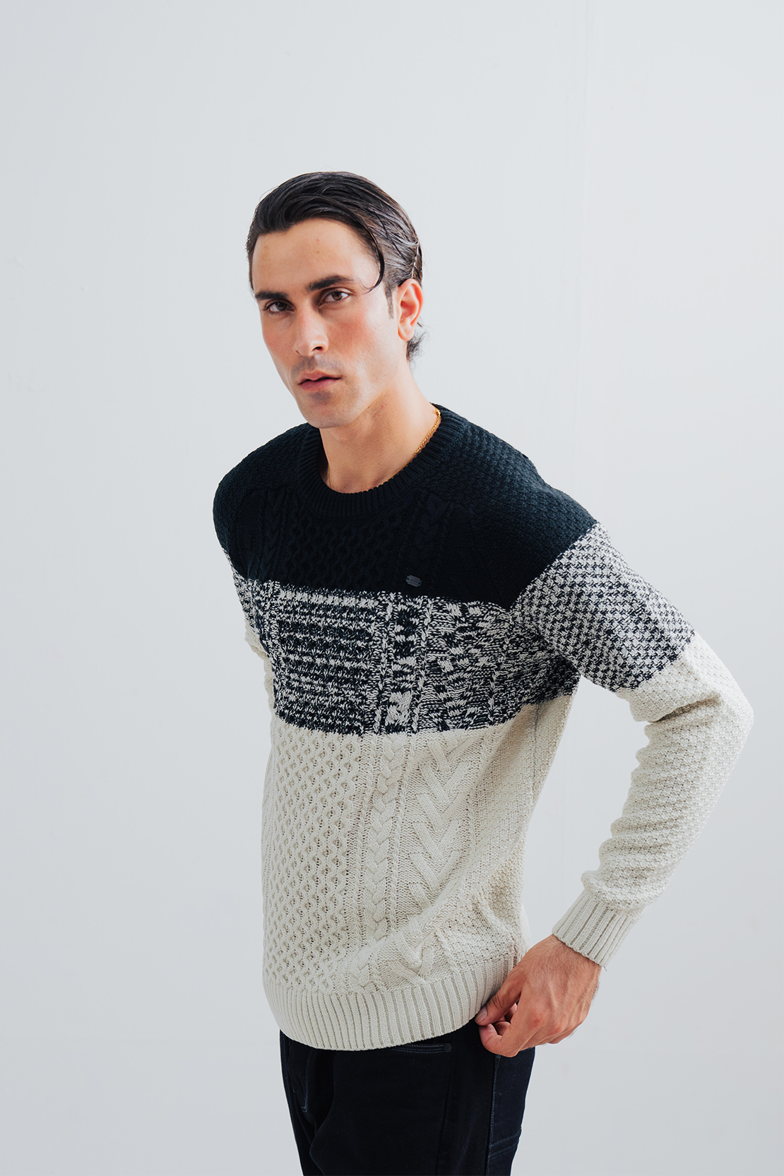 KNITTED STRIPED SWEATER