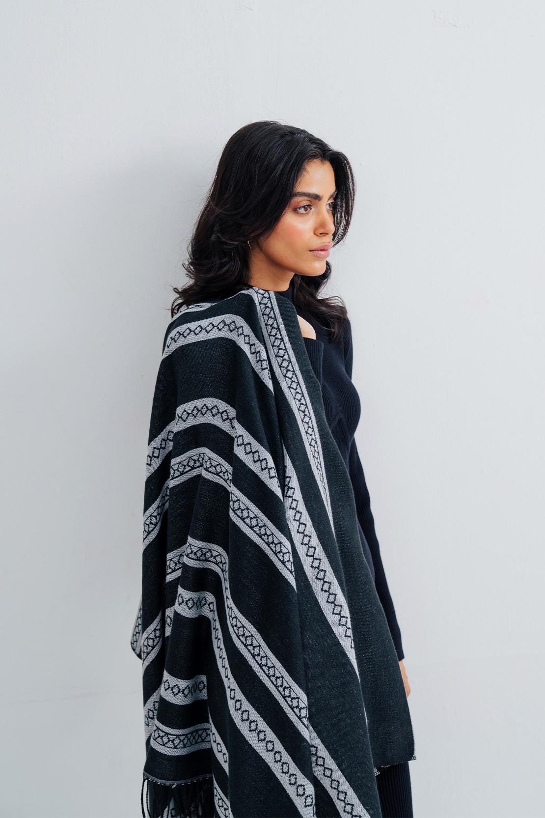 Ladies Striped Cape Shawl