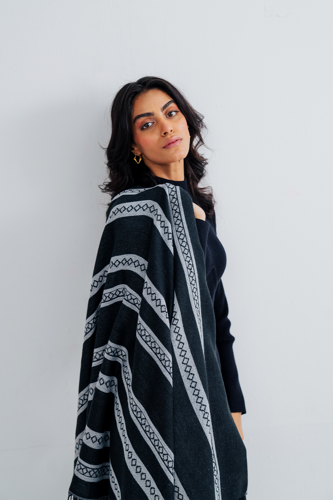 Ladies Striped Cape Shawl