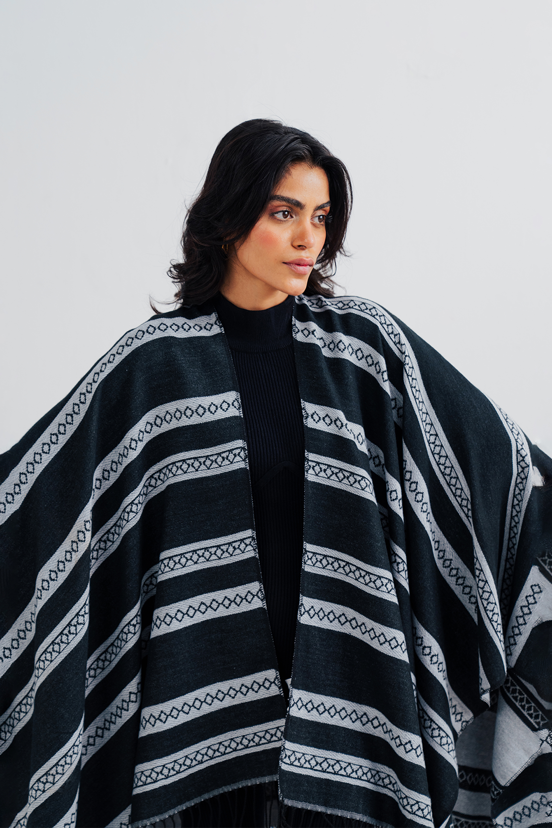 Ladies Striped Cape Shawl