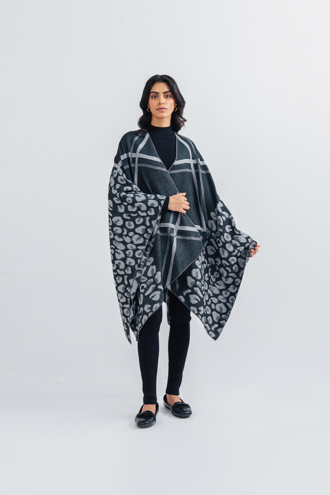 Ladies Floral Print Cape Shawl