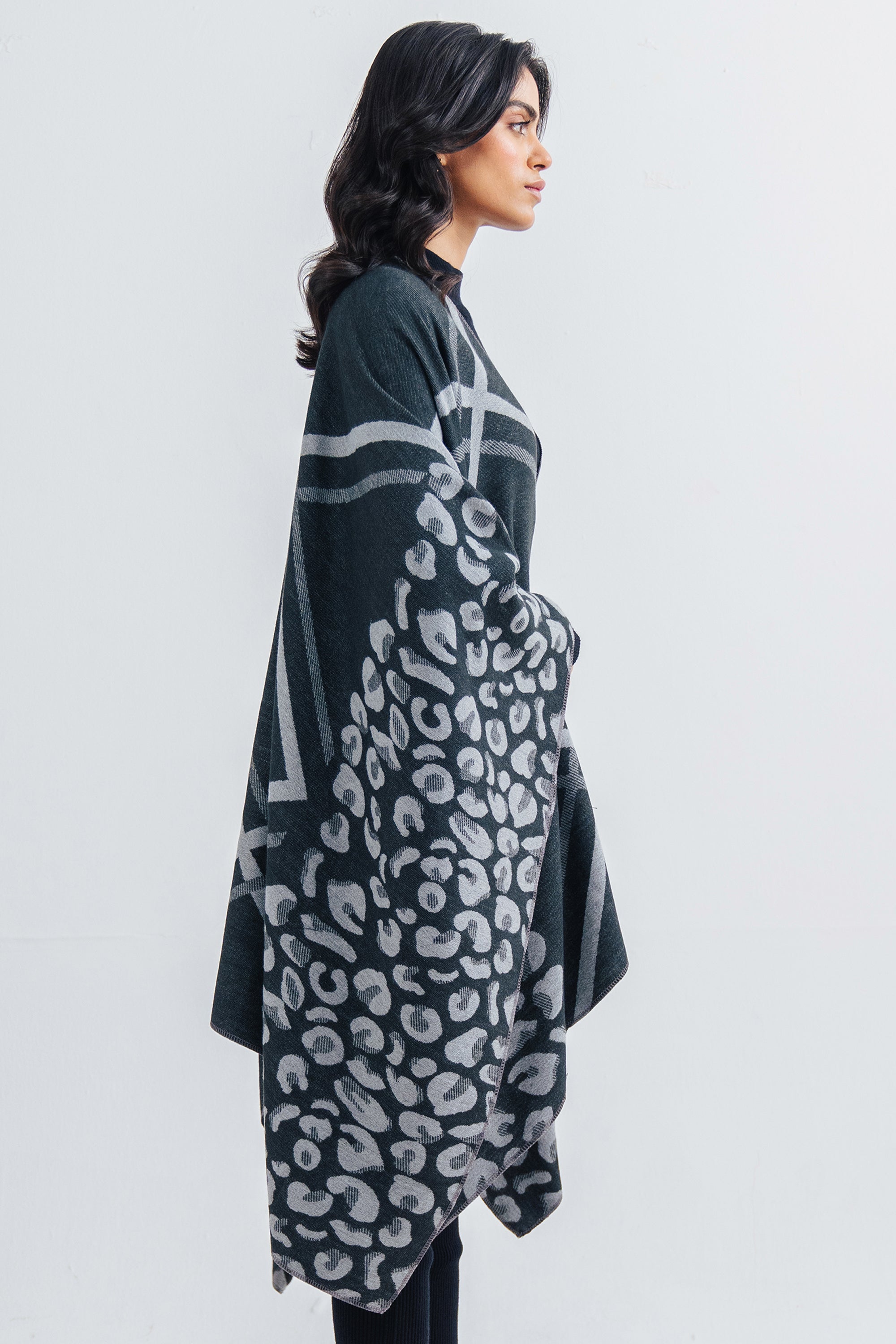 Ladies Floral Print Cape Shawl