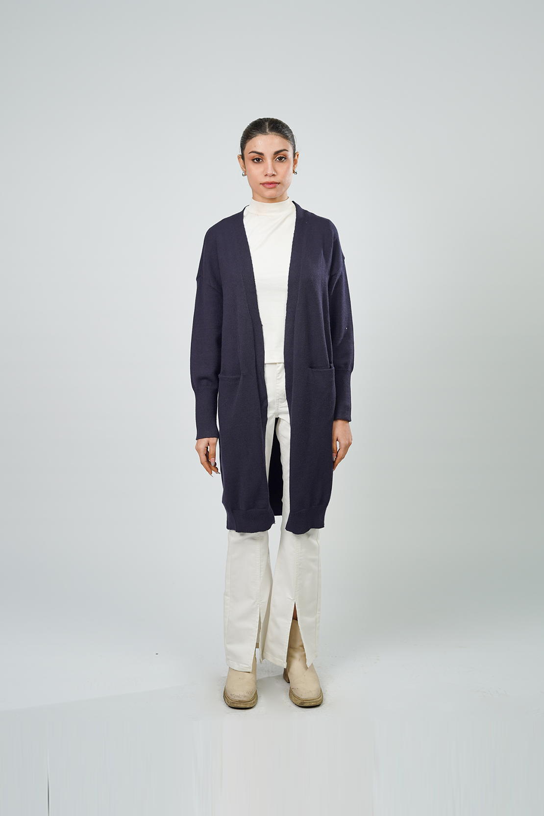 Ladies Front-Open Long  Cardigan