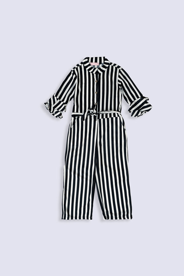 Black & White Striped Jump Suit