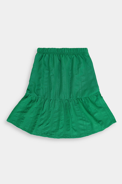 Long Flared Tiered Panel Skirt