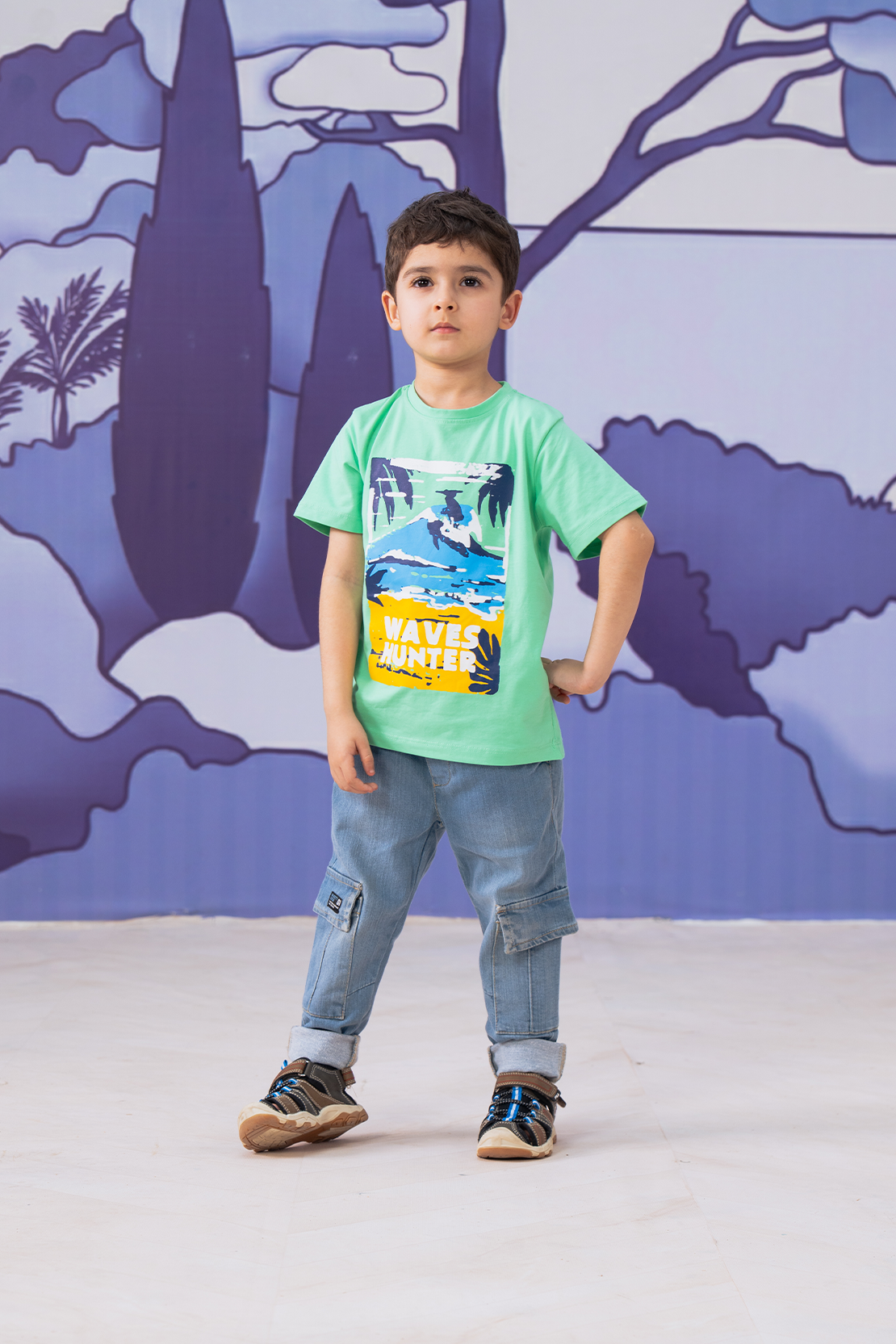 Beach print T-shirt