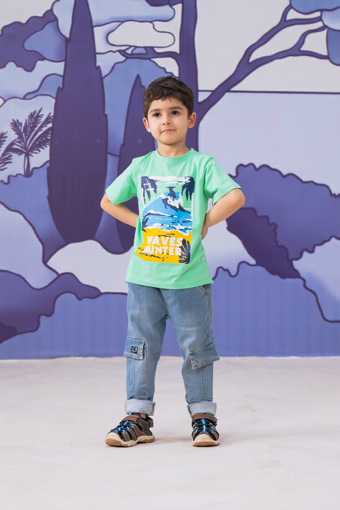 Beach print T-shirt