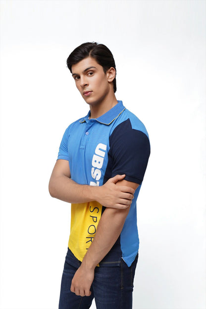 Men Contrast Panel Polo