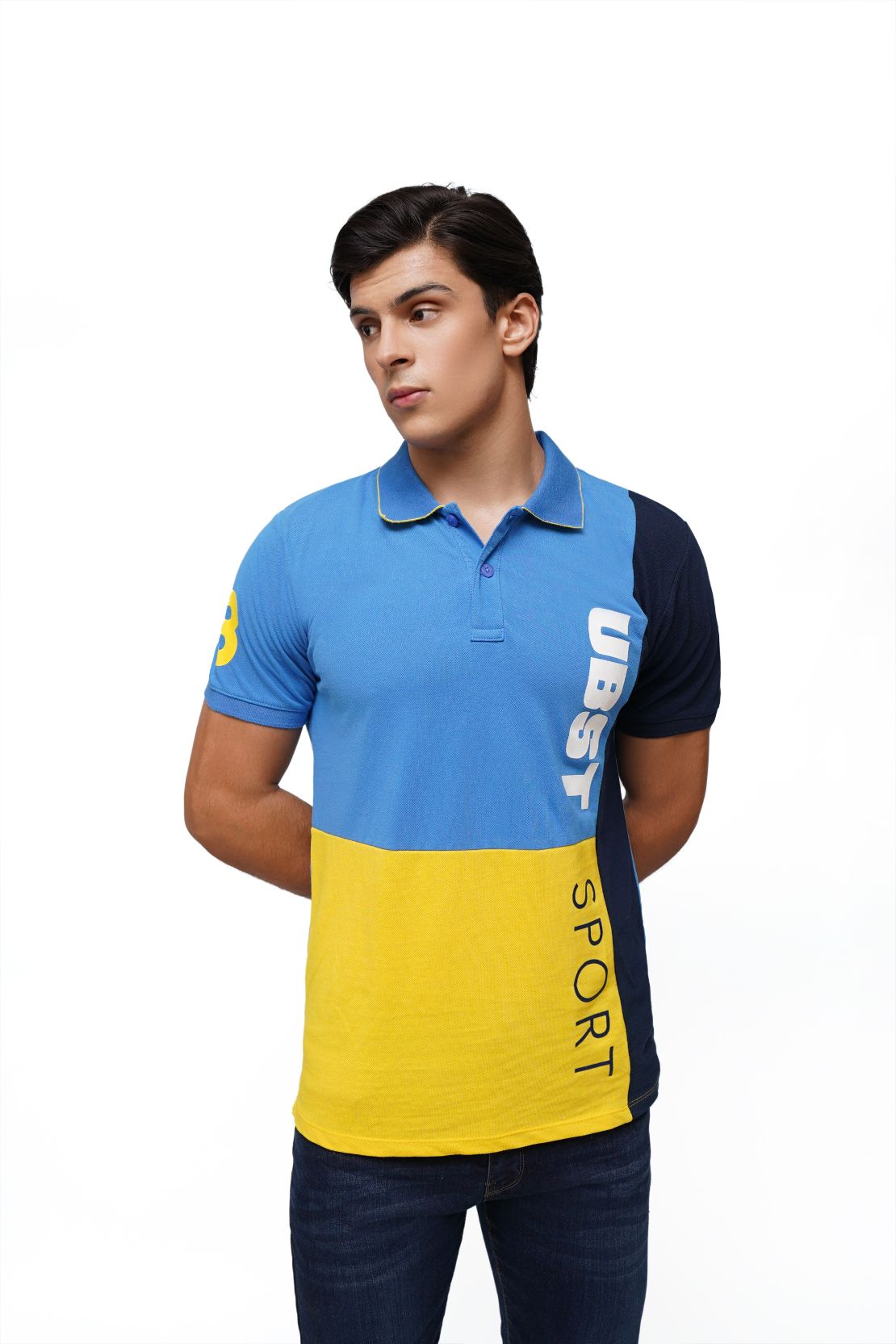 Men Contrast Panel Polo