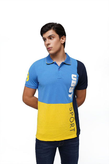 Men Contrast Panel Polo