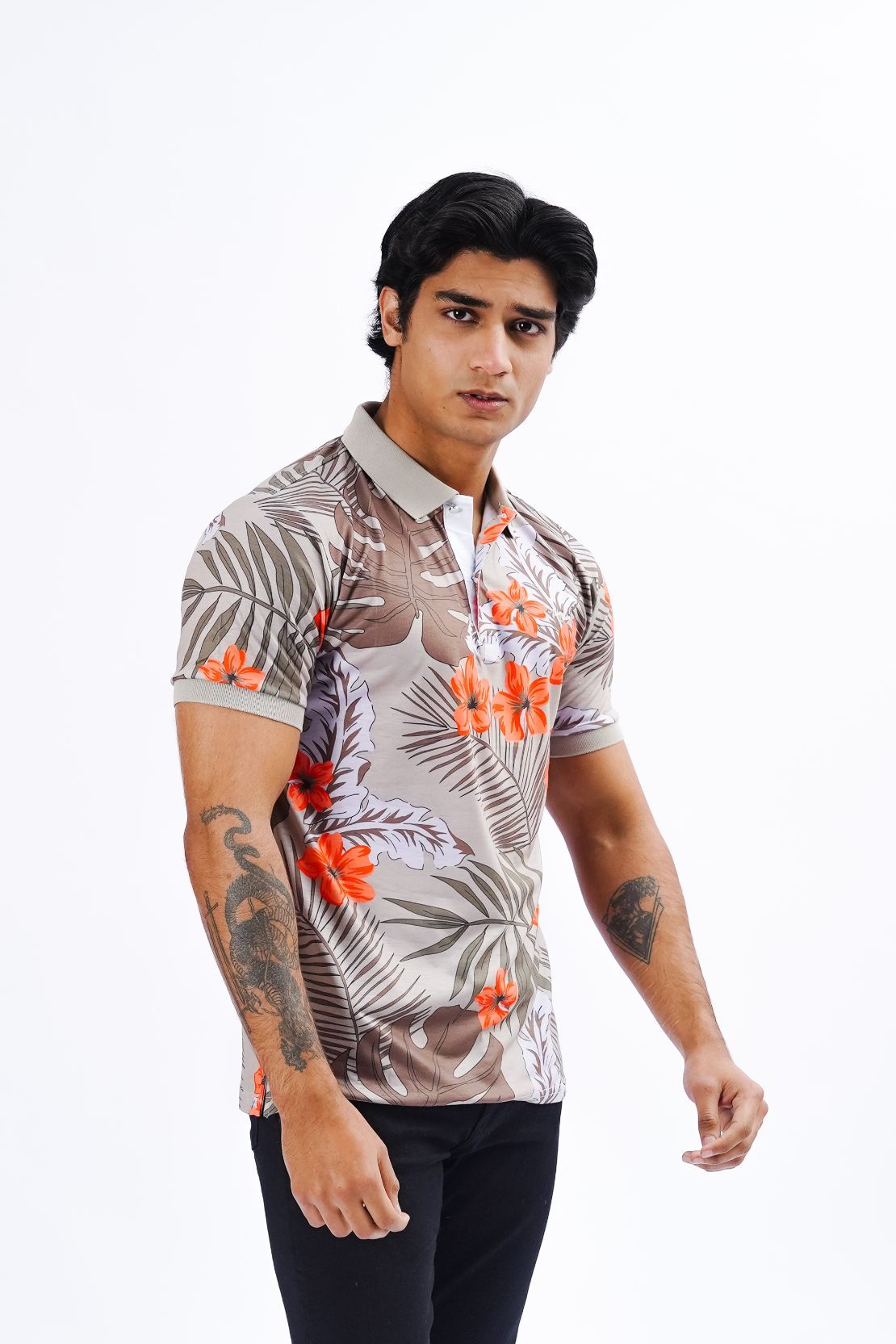 Men Floral Polo Shirt