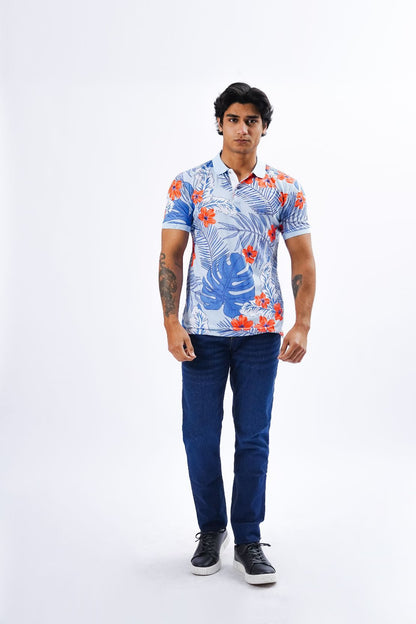 Floral Print Polo