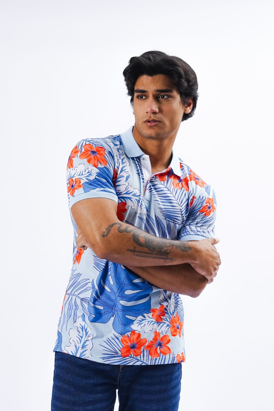 Floral Print Polo