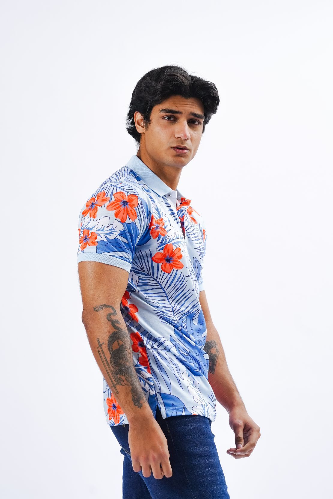 Floral Print Polo