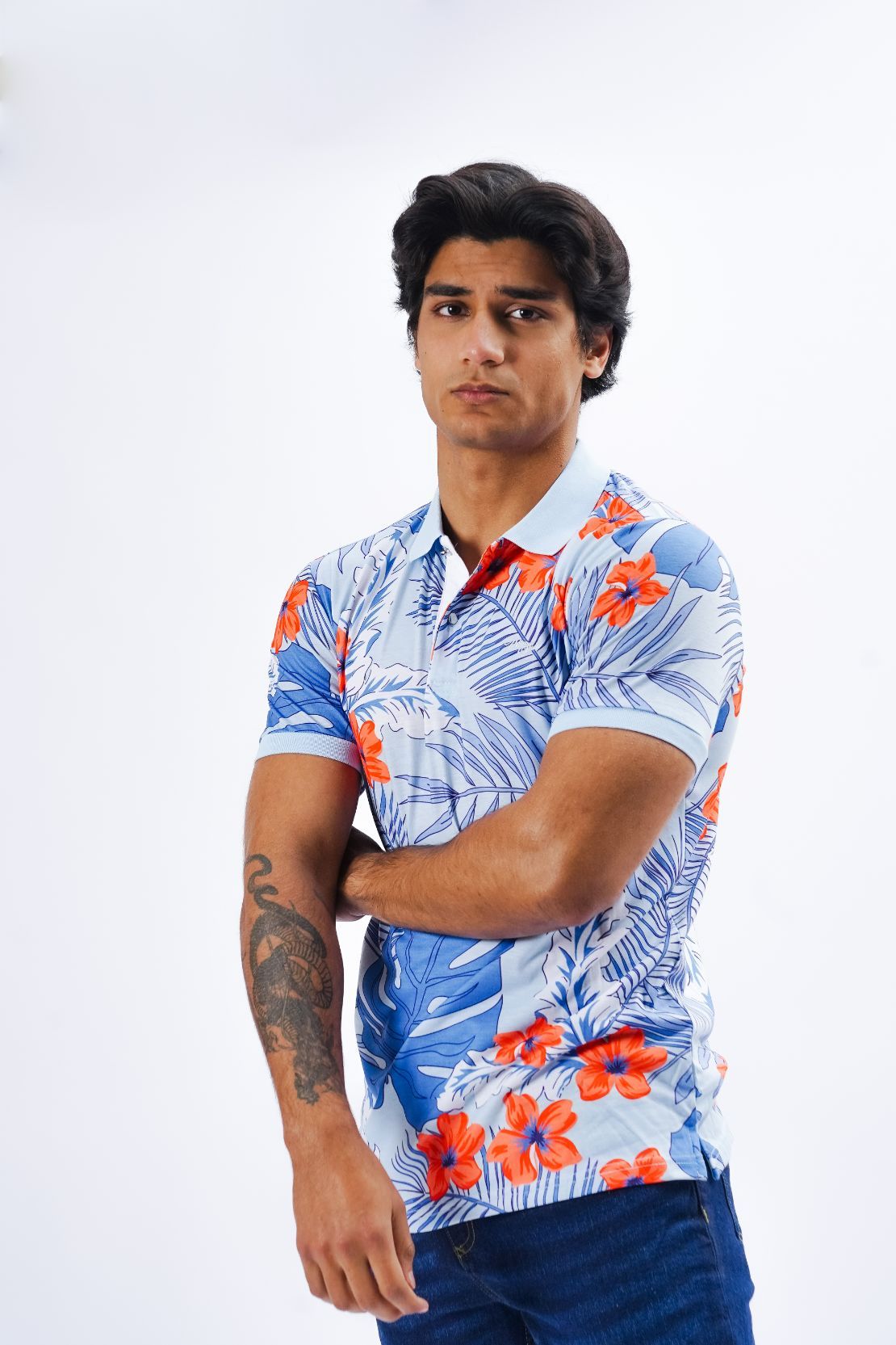 Floral Print Polo
