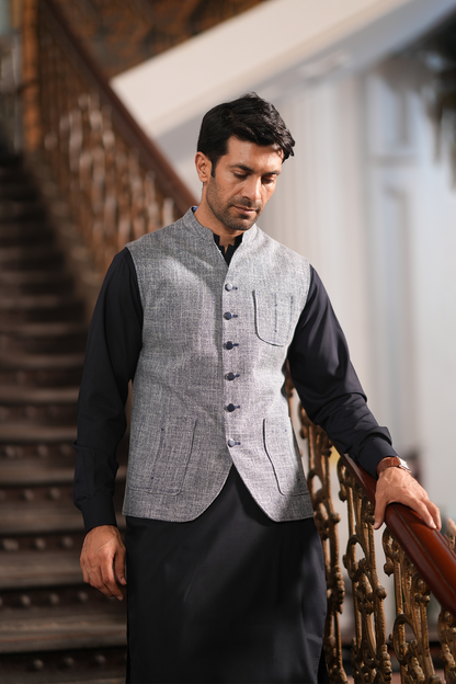 Self Textured Waistcoat