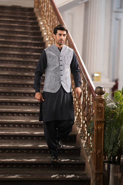 Self Textured Waistcoat