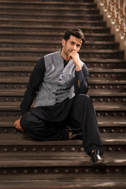 Self Textured Waistcoat