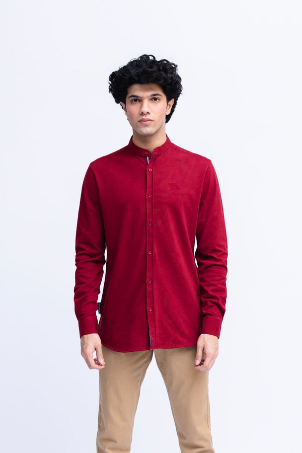 Men Ban Collar Casual Shirt