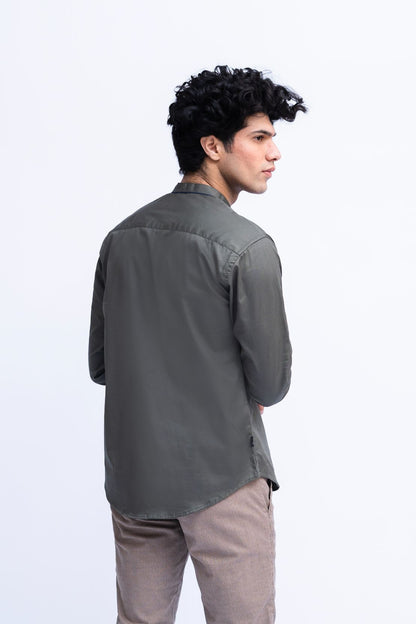 Men Ban Collar Casual Shirt
