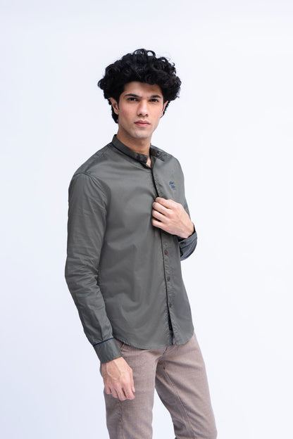 Men Ban Collar Casual Shirt
