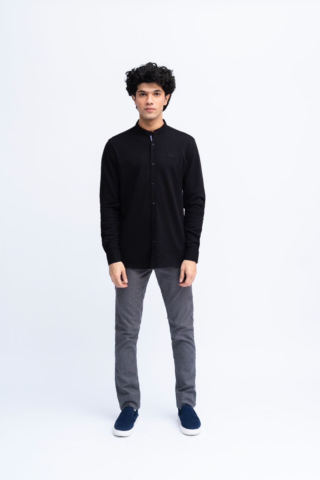 Men Ban Collar Casual Shirt