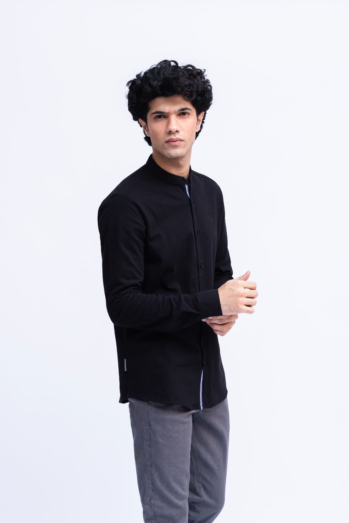 Men Ban Collar Casual Shirt