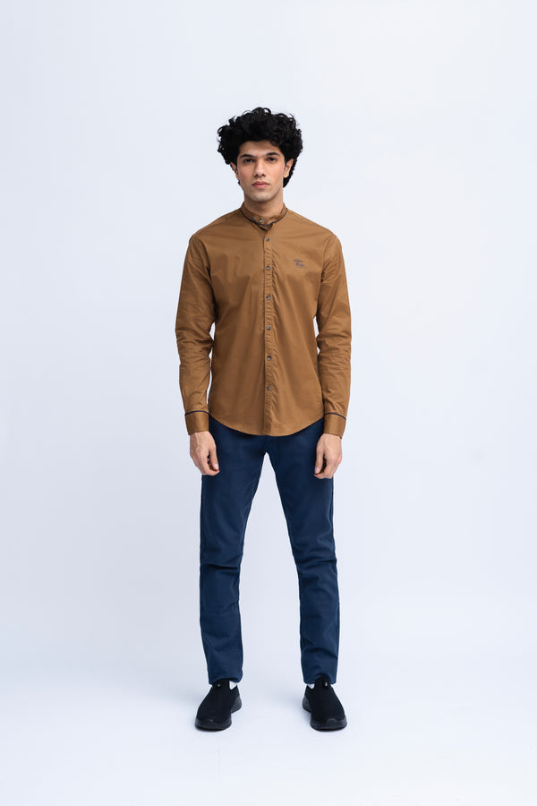 Men Ban Collar Casual Shirt