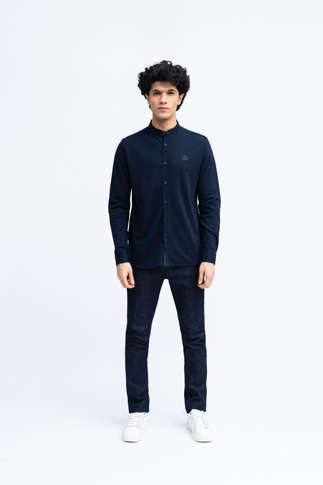 Men Ban Collar Casual Shirt