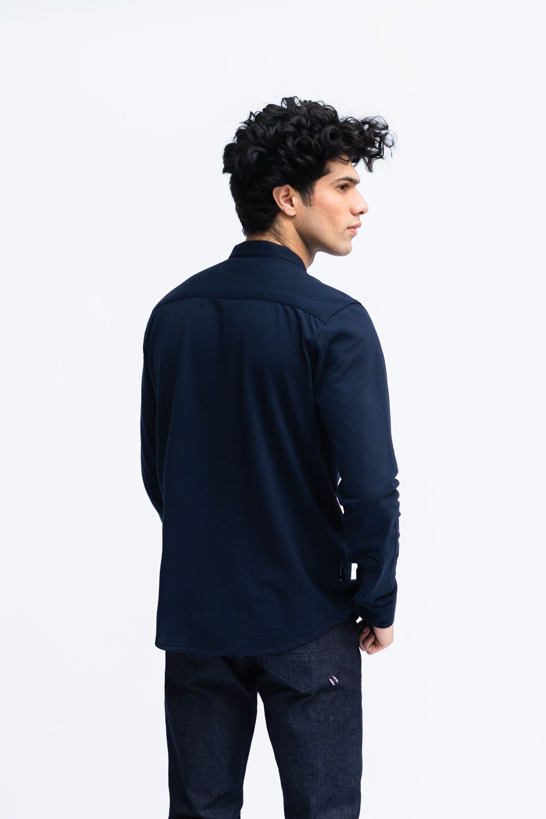 Men Ban Collar Casual Shirt