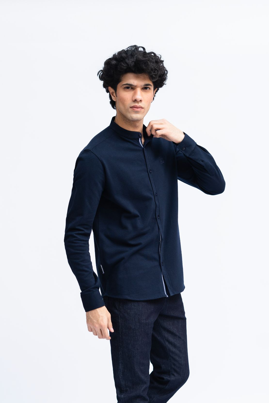 Men Ban Collar Casual Shirt