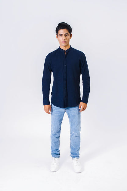 Men Ban Collar Casual Shirt