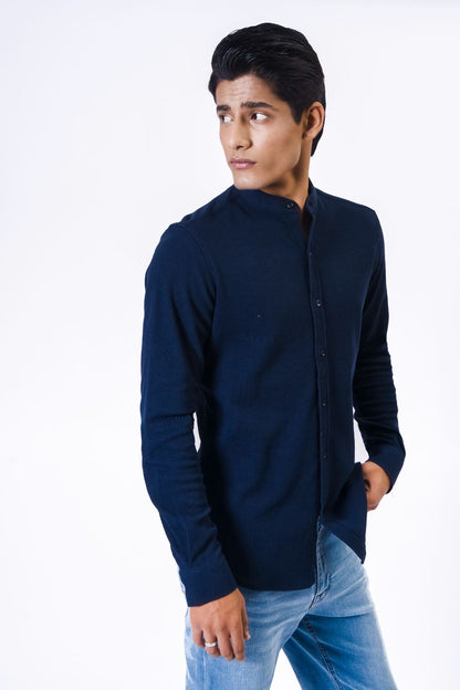 Men Ban Collar Casual Shirt