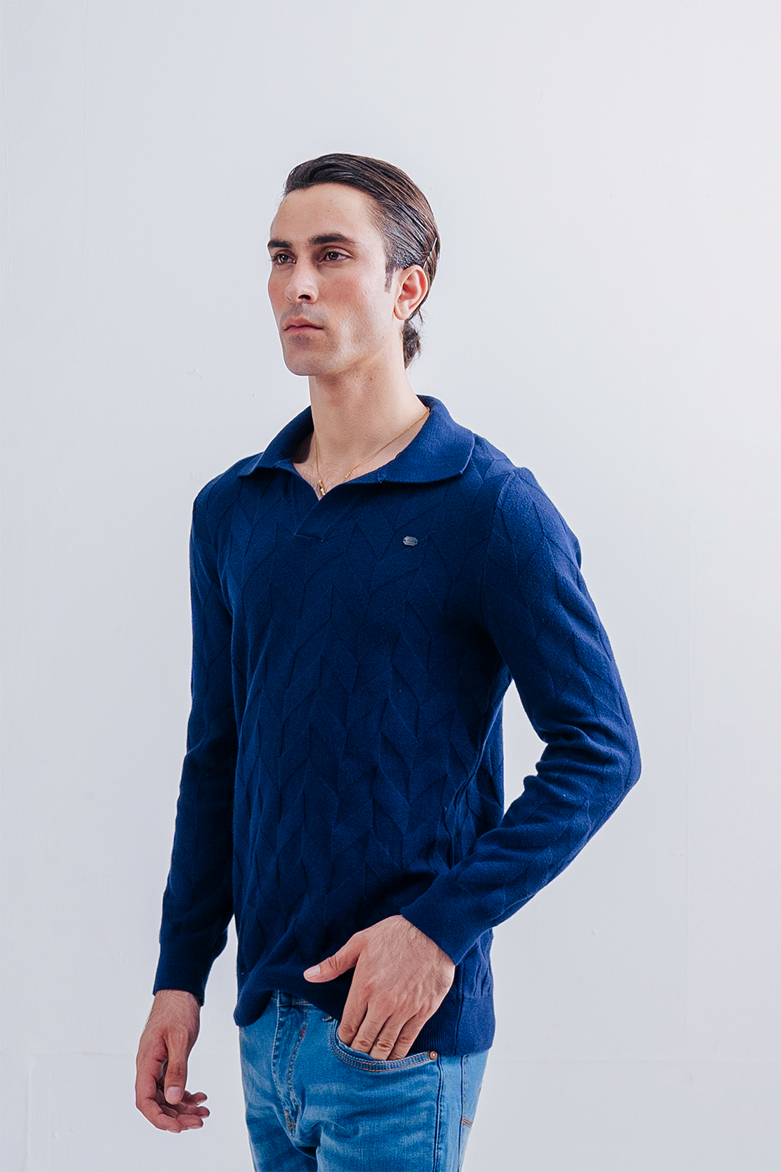 Men Self Texture Sweater