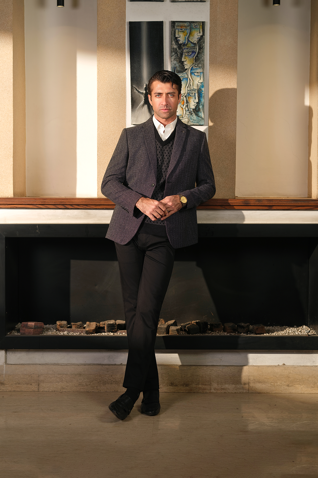 Contrast Textured Coat