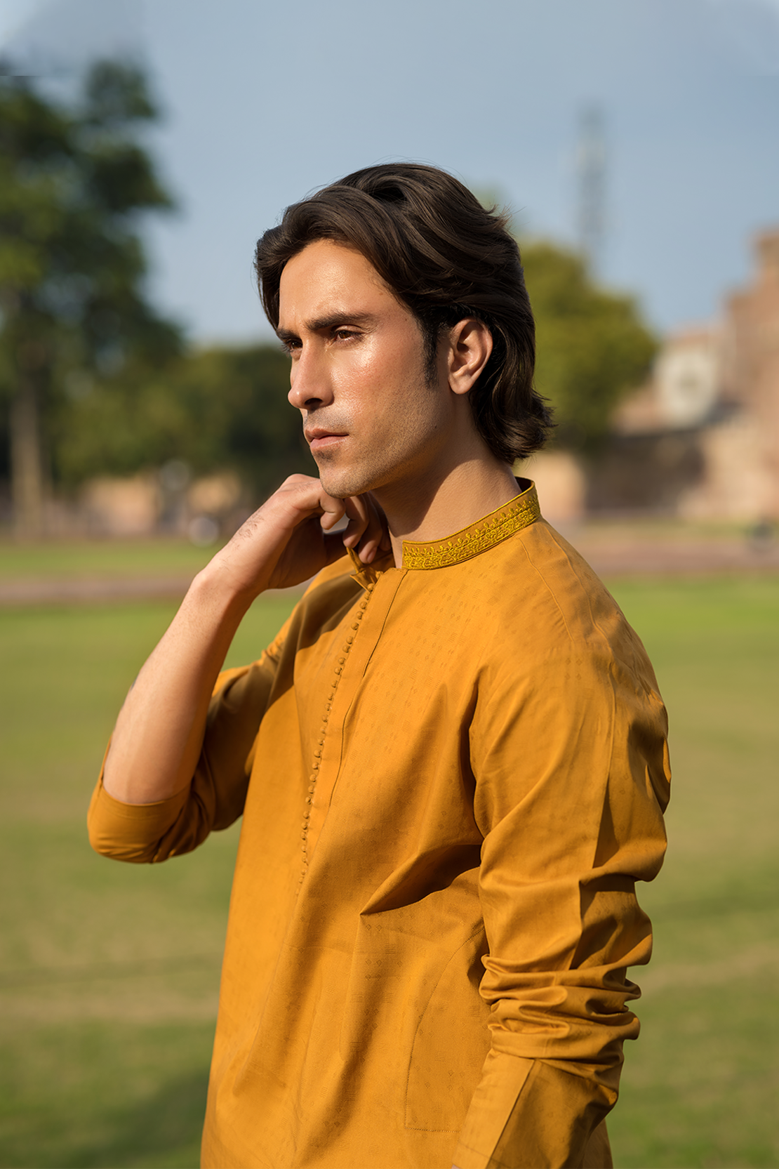 Slim Fit Cotton Jacquard Kurta