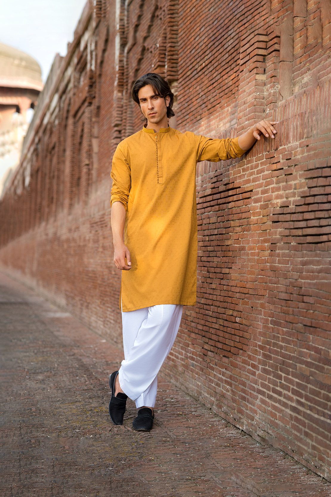 Slim Fit Cotton Jacquard Kurta