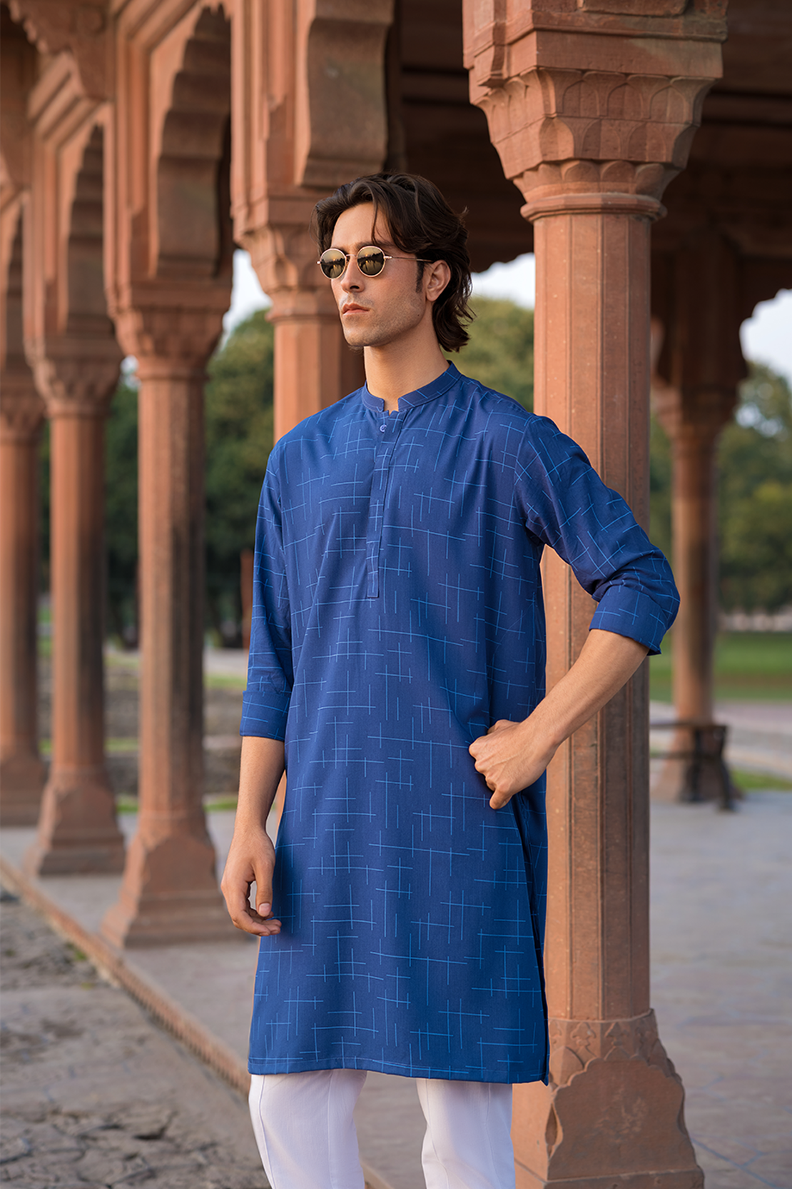 Slim Fit Cotton Jacquard Kurta