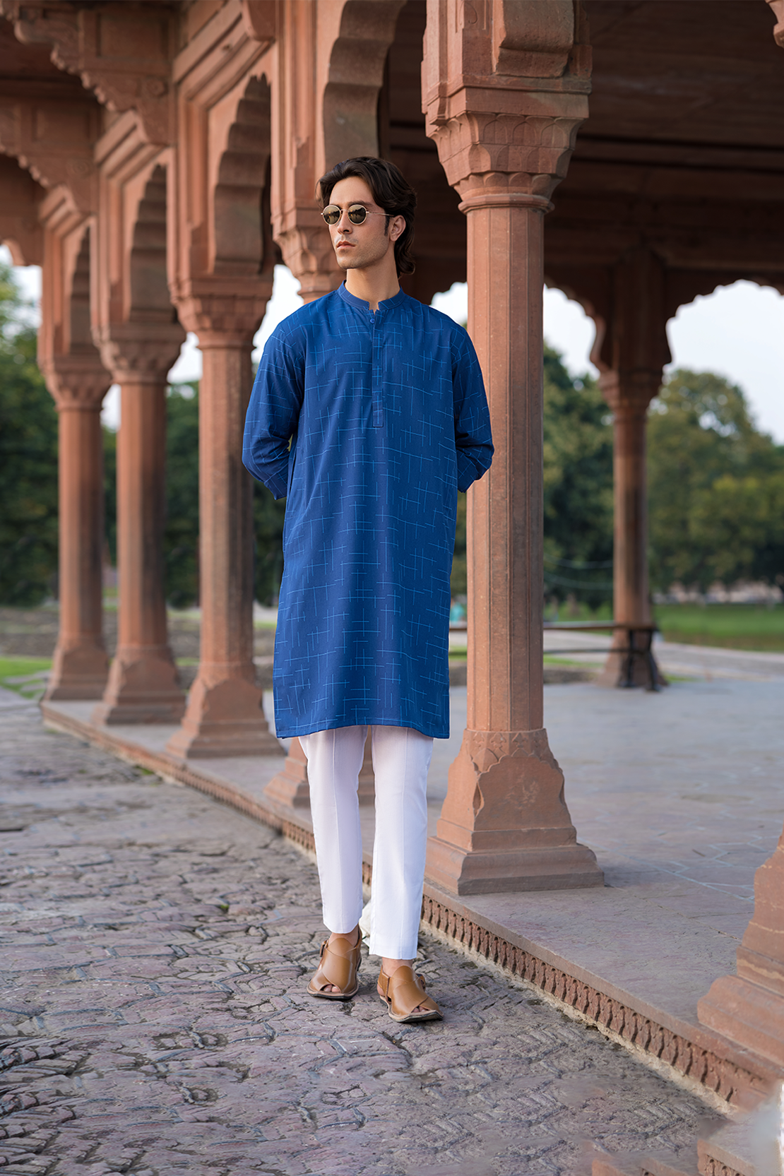Slim Fit Cotton Jacquard Kurta