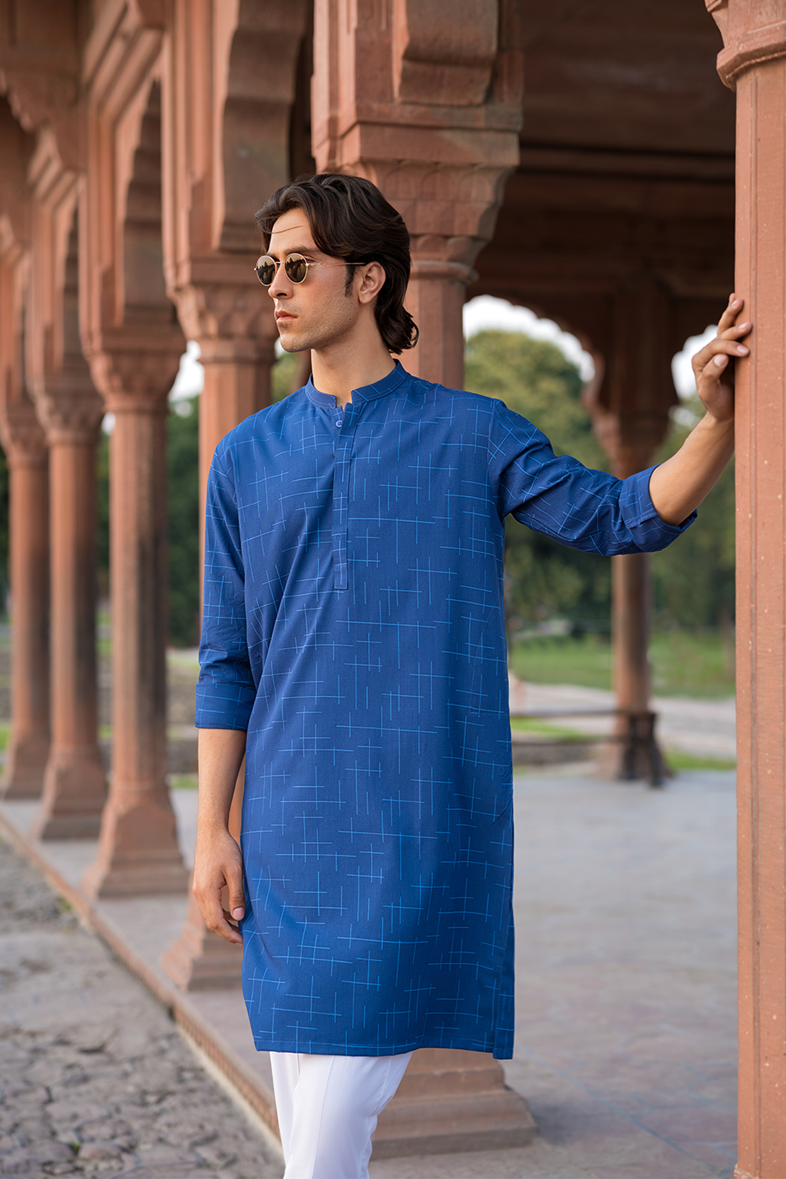 Slim Fit Cotton Jacquard Kurta