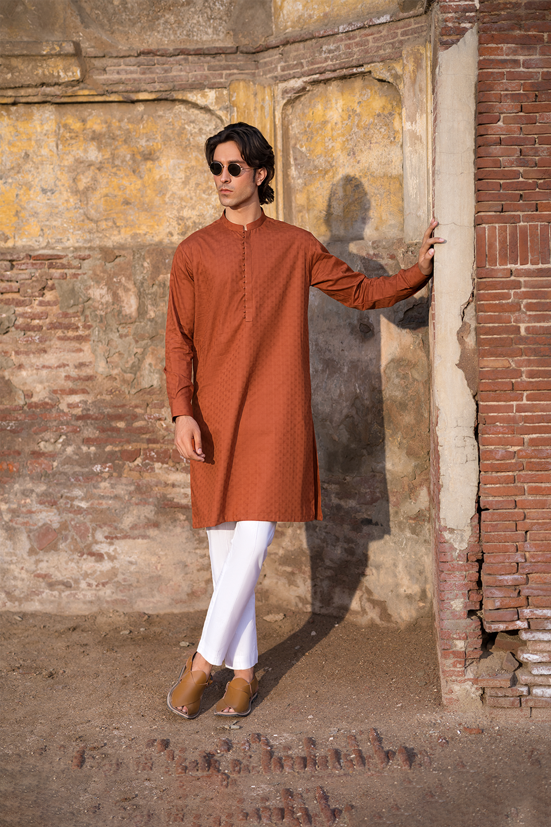 Slim Fit Cotton Jacquard Kurta