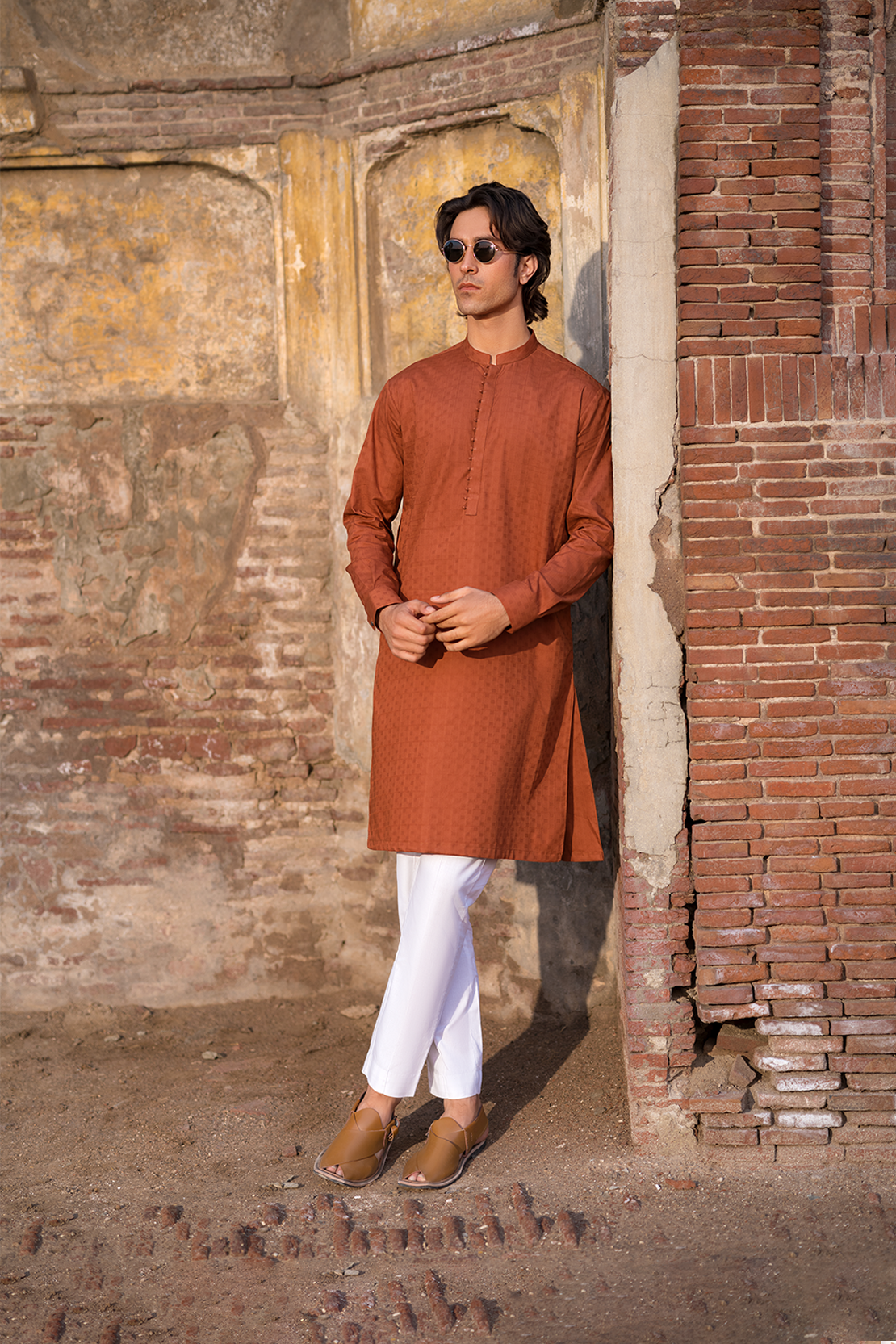 Slim Fit Cotton Jacquard Kurta