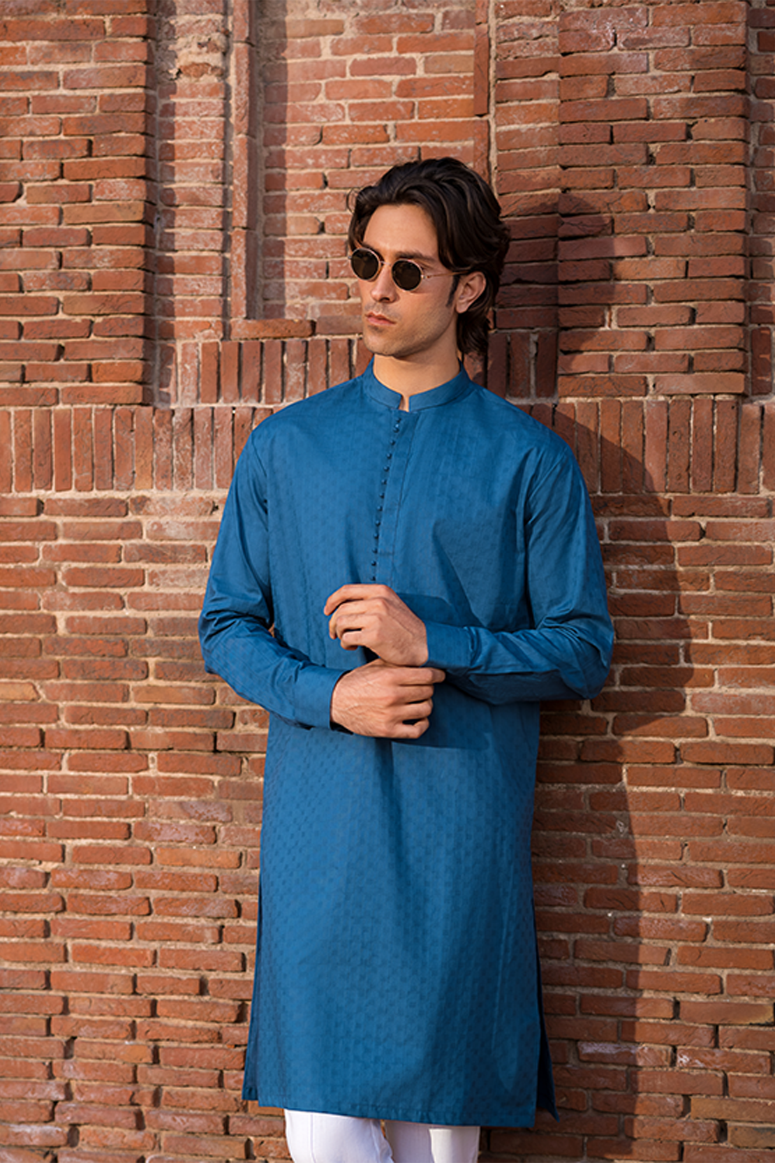 Slim Fit Cotton Jacquard Kurta