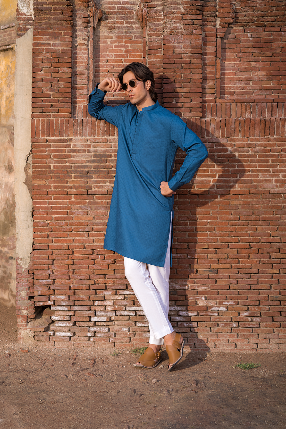 Slim Fit Cotton Jacquard Kurta