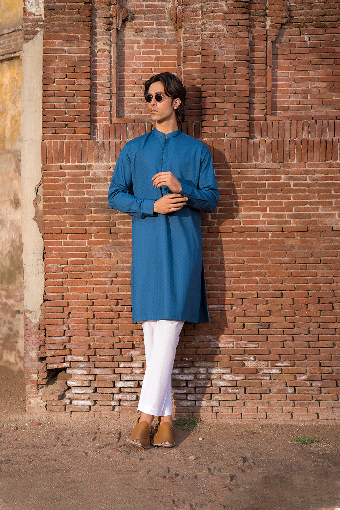Slim Fit Cotton Jacquard Kurta
