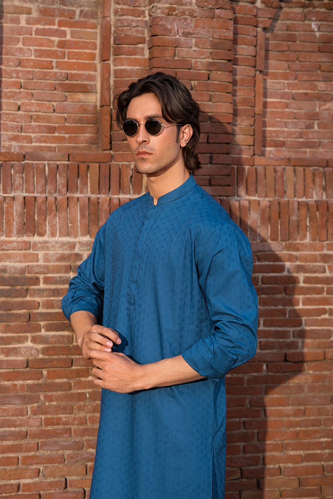 Slim Fit Cotton Jacquard Kurta
