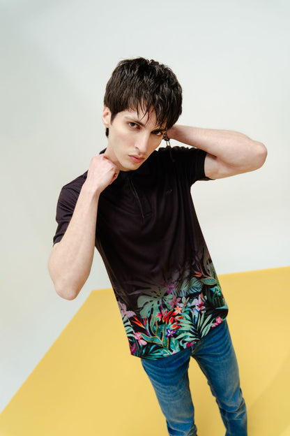 Floral Print Polo