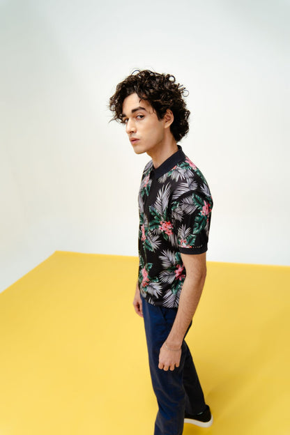 Men Floral Print Polo